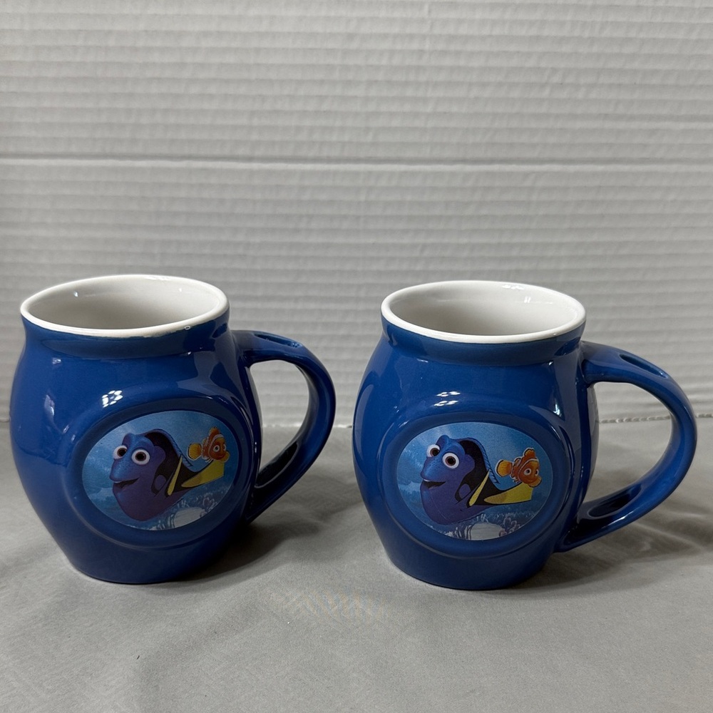Disney Finding Dory Blue Mugs Cups 2016 Pixar Set of 2 Fish Dory Nemo